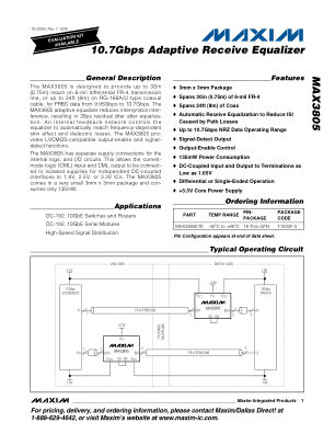 MAX3805 datasheet cover page