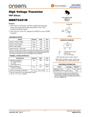 MMBT5401W 数据手册首页