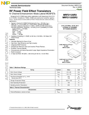 MRF21125 datasheet cover page