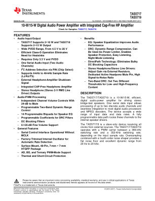 TAS5719 datasheet cover page