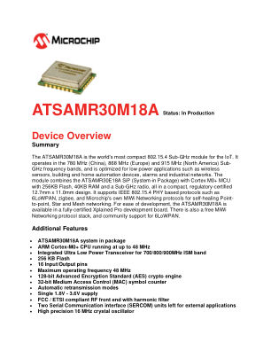 ATSAMR30M18A-I 数据手册首页