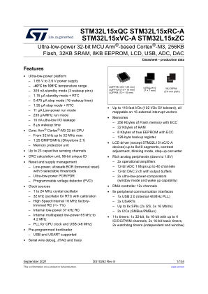 STM32L151QC 数据手册首页