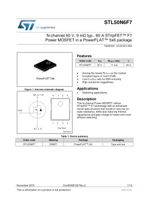STL50N6F7 datasheet cover page