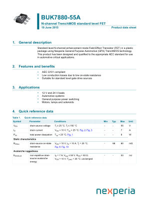 BUK7880-55A datasheet cover page