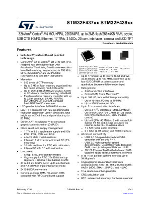 STM32F437AI datasheet cover page