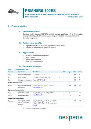 PSMN8R5-100ESQ 数据手册首页