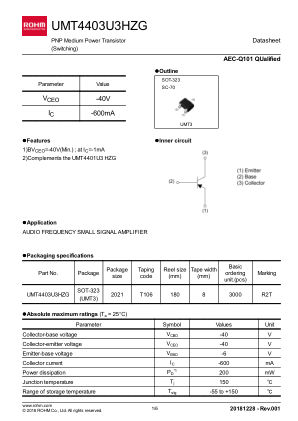 UMT4403U3HZGT106 数据手册首页