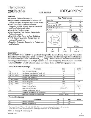 IRFS4229 datasheet cover page