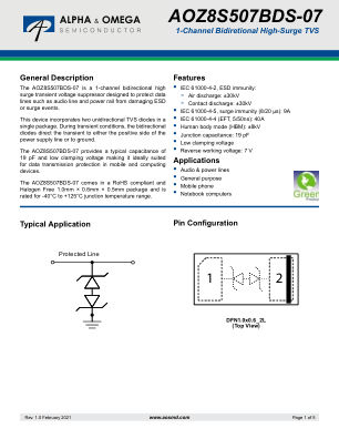 AOZ8S507BDS-07 datasheet cover page
