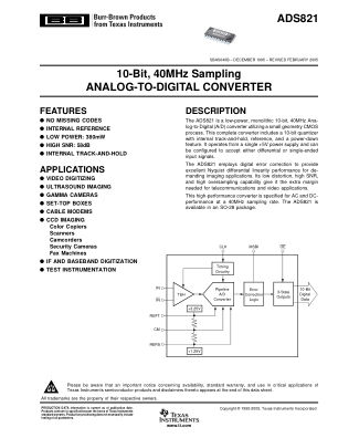 ADS821 datasheet cover page