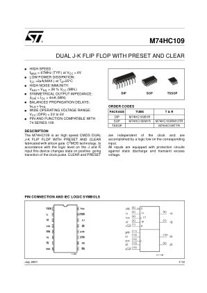 M74HC109 datasheet cover page