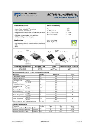 AOB66916L datasheet cover page