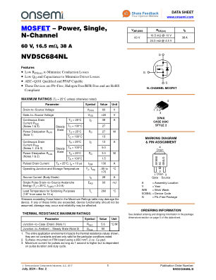 NVD5C684NL datasheet cover page