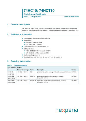 74HCT10DB datasheet cover page
