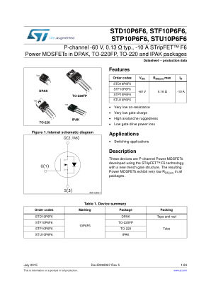STD10P6F6 数据手册首页