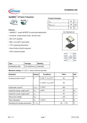 IPC90N04S5-3R6 数据手册首页