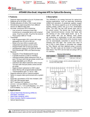 AFE4460 datasheet cover page