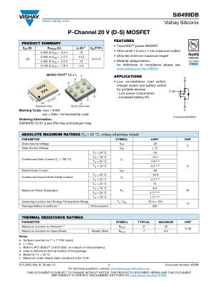 SI8499DB datasheet cover page