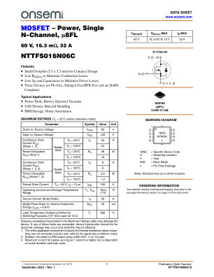 NTTFS016N06C datasheet cover page