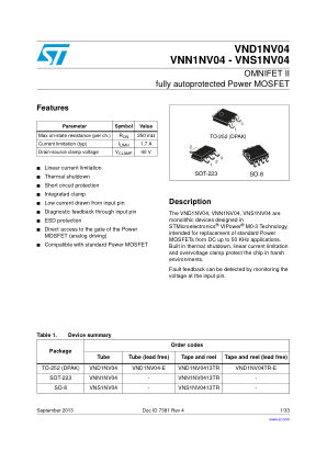 VND1NV04 datasheet cover page