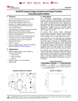 UCC28740 datasheet cover page