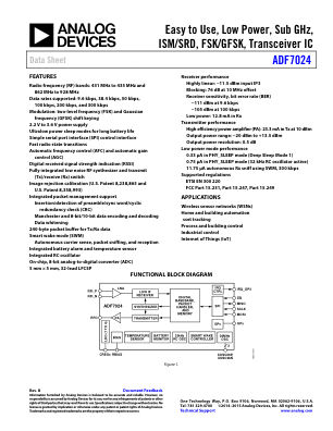 ADF7024 datasheet cover page