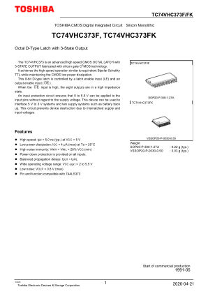 TC74VHC373FK datasheet cover page