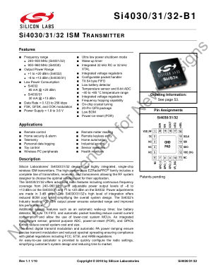 SI4032-B1-FM datasheet cover page
