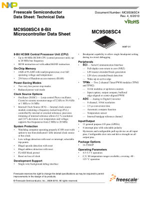 MC9S08SC4 datasheet cover page