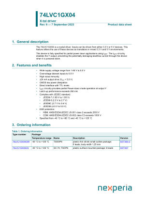 74LVC1GX04GW datasheet cover page