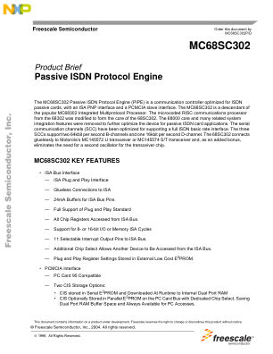 MC68SC302P 数据手册首页