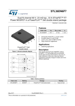STL36DN6F7 数据手册首页