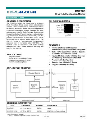 DS2705 datasheet cover page