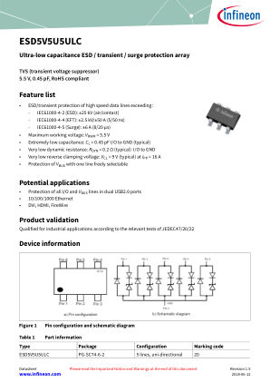 ESD5V5U5ULC datasheet cover page