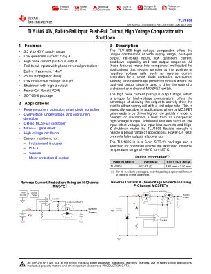 TLV1805 datasheet cover page