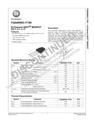 FQA6N90C datasheet cover page
