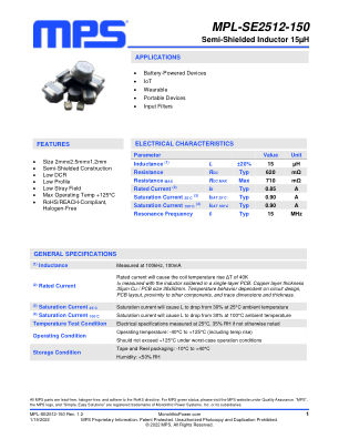 MPL-SE2512-150 datasheet cover page