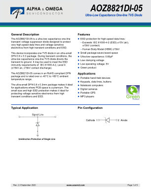 AOZ8821DI-05 datasheet cover page
