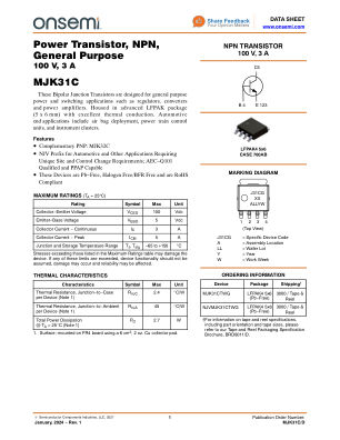 MJK31C 数据手册首页