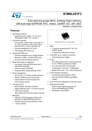 STM8L051F3 数据手册首页