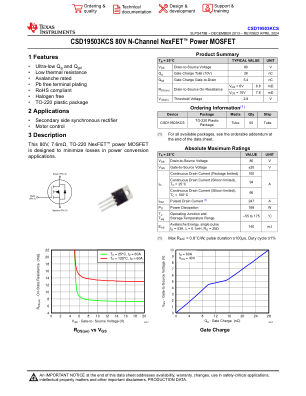 CSD19503KCS datasheet cover page