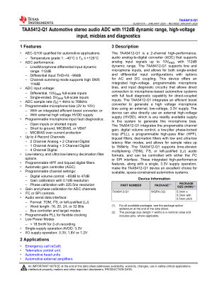 TAA5412-Q1 datasheet cover page