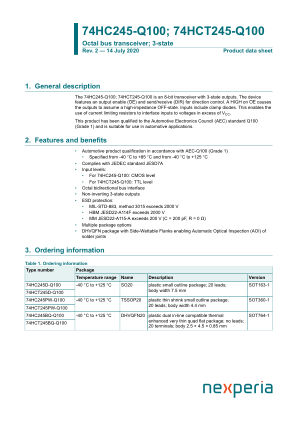 74HC245PW-Q100J datasheet cover page