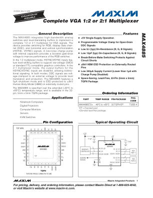MAX4885 datasheet cover page