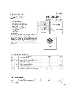 IRF7324 数据手册首页
