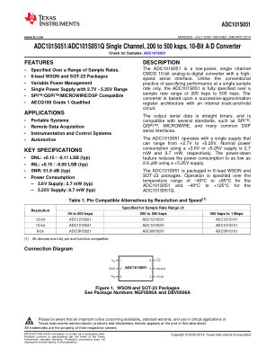 ADC101S051-Q1 数据手册首页
