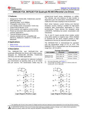 SN75LBC172A datasheet cover page