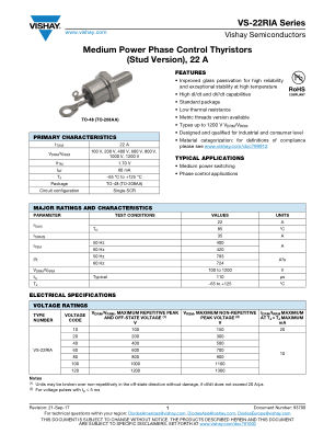 VS-22RIA 数据手册首页