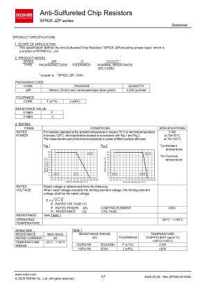 SFR25JZPJ000 数据手册首页