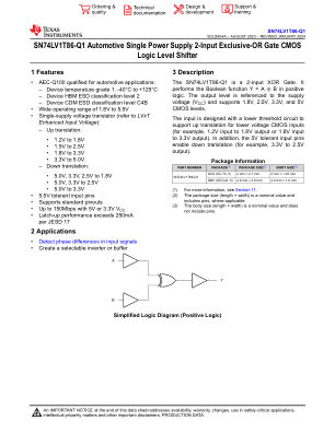 SN74LV1T86-Q1 datasheet cover page
